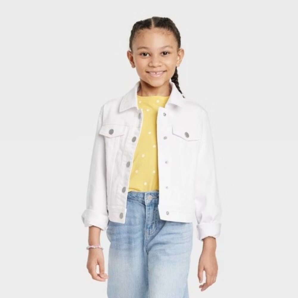 Knit works Girl White Denim Jacket size 10
